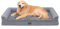 COZY KISS Hundebetten für extra große Hunde, wasserdichtes Hundebett aus Memory-Schaum mit Seiten, rutschfeste Unterseite und orthopädische Hunde-Couch-Bett mit waschbarem, abnehmbarem Bezug, Grau