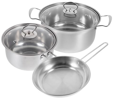 MAGICLULU Metal Cookware Set Stainless Steel Soup Pot Frying Pan Cooking Pan Household Cooking Pot