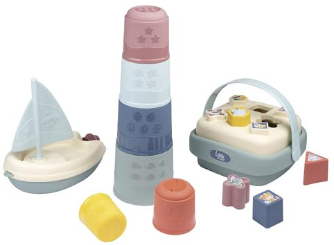 Smoby Little Motorikspielzeug-Set 3-teilig: Magic-Tower, Formsteckspiel-Korb, Badespielzeug Segelboot - Förderung feinmotorischer Fähigkeiten - ab 12 Monaten