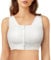 Junlan Post Surgery Sports Bra Front Closure Compression Bra for Women Mastectomy with Removable Breast Support Band (White,L)