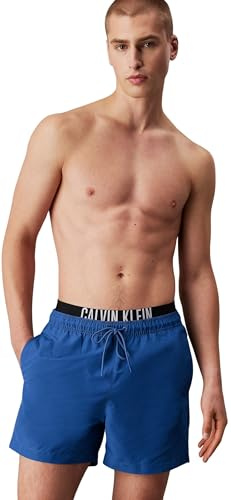 Calvin Klein Herren Badeshorts Medium Double mit Logobund, Blau (Patch of Blue), XXL