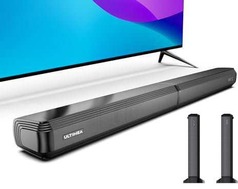 ULTIMEA Soundbar 2.2 canali per Smart TV, potenza di picco 100 W, soundbar rimovibile 2 in 1 per TV, Soundbar TV Bluetooth 5.3, 3 modalità EQ, tecnologia BassMX, HDMI-ARC/Opt/AUX, montaggio a parete,
