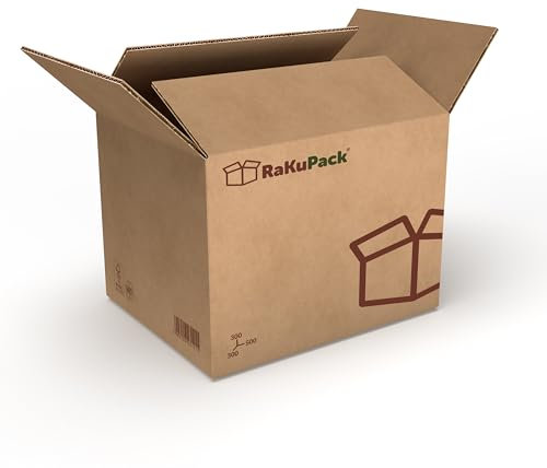 RaKuPack Versandkarton 50 Stück Faltkarton 500x300x300mm Innenmaß (50x30x30cm) Verpackungskarton bedruckt Warensendung Karton braun Faltschachtel Paket Versandschachtel Kartonage verschiedene Größen