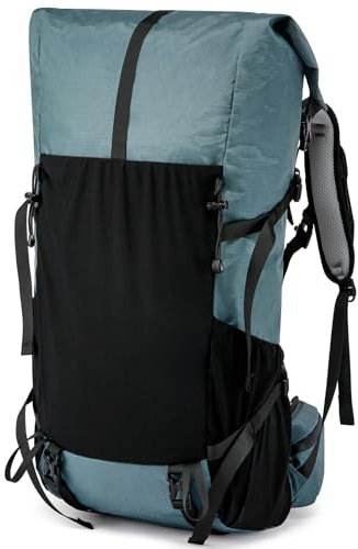 30L Expandable to 40L Lightweight Hiking Backpack, Waterproof Womens Mens Hiking Rucksack, Upgraded Scratch-proof Outdoor Roll Top Camping Packsack, Fit for 15.6'' Laptop (Grey Green, 30L TO 40L)