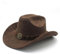 Cowboyhut mit breiter Krempe, für Herren und Damen, Kunstwildleder, Western-Leder, Cowboy-Hut, stilvoll, verstellbar, Fedora-Cowboy-Hut, Outdoorhut, Braun, braun, M