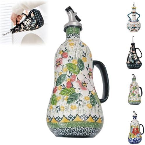 Generic Ceramic Olive Oil Dispenser Bottle, 700ml, Multi-Purpose, Non-Drip Spout, Airtight Seal, Kitchen, Serving, Parties, Buffets, Restaurants