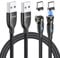 VAFOTON Cable de carga magnético de 9 pines (2 unidades de 2 m + 1 m), cable de carga magnético USB de 540 grados, cable magnético USB a tipo C, cable de datos de 18 W para dispositivos tipo C