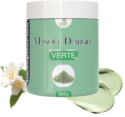 Okéopharma Bio Green Clay Maske 300g - Gesichts- & Körperpflege mit Arganöl - Reinigend, gegen Akne, fettige Haut - Natürliches Peeling, Gesichtspeeling & Feuchtigkeitsmaske Damen & Herren