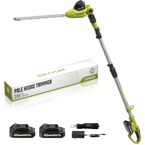 Tagliasiepi senza fili con 2 batterie da 2,0 Ah e caricabatterie, tagliasiepi a lunga portata da 50,8 cm, taglia telescopica allungabile max 2,7 m per siepi, cespugli, testa regolabile a 135°