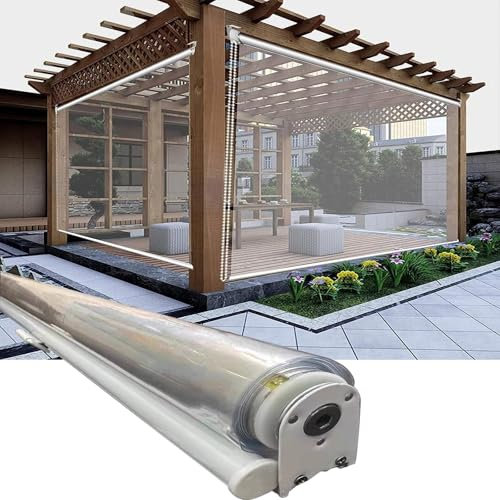 Clear PVC Outdoor Roller Shades Blind, Clear Roll Up Blinds Garden, Plastic Windproof Curtains for Gazebo/Patio/Pergola, Rain and Dust Proof, Easy to Instal(60 x 100 CM)