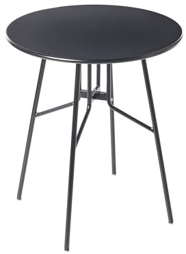 Beliani Garden Outdoor Dining Table Black Metal Iron Round ø 64 cm Taltal