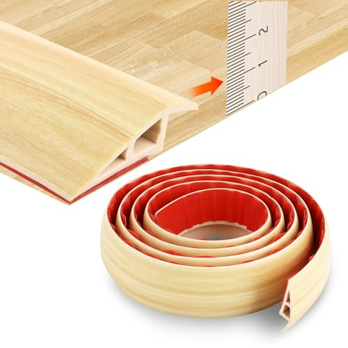 AKOLAFE Door Threshold Strip 2m, 50mm Wide PVC Self Adhesive Threshold Strips for Doorways, Oak Wood Effect Floor Transition Strip for 10mm Inner Thresholds