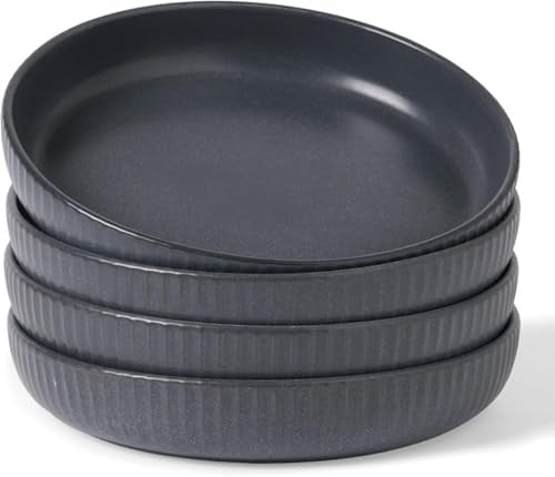 Richmount Starlight Stoneware Pasta Bowls Set of 4, Salad/Cereal/Soup Bowl 21.5cm 1080ml, Classic Bowl for All Pasta Dishes, Microwave and Dishwasher Safe, Serving Bowls Set of 4, MatteGrey