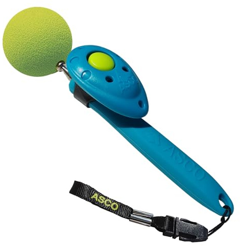 ASCO ClickStick Target Stick mit Clicker für Hunde, Katzen & Pferde – 50 mm XXL Target Ball – Clickertraining & Targettraining Zubehör für Hundetraining, Katzentraining, Pferdetraining (Blau)