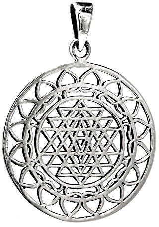 Kiss of Leather Sri Yantra Anhänger aus 925 Sterling Silber Nr. 130