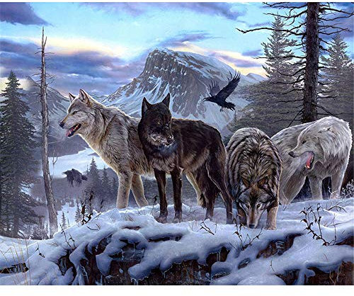 Puzzle 1000 Teile für Erwachsene,Vier Wölfe im Schnee Puzzles Geschicklichkeitsspiel für die Ganze Familie, Landschaf Puzzle Schwer Dekompressionder Erwachsenenpuzzle ab 14 Jahren 26X38cm(10.23 * 14.