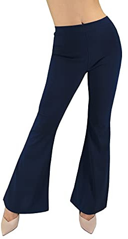 JOPHY & CO. Pantalone Cabana Donna Made in Italy Leggero Comodo a Zampa Larga Elastico in Tessuto (cod. 6038) (Blu Scuro, M)