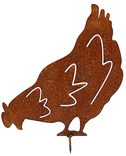 Rost Huhn pickend zum Einschrauben Rostdeko Henne aus Metall