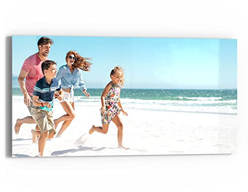 DEQORI personalisiertes Glasbild | eigenes Bild auf Echtglas | horizontal einteilig 60x30 cm | Foto Geschenk | Wandbild für Wohnzimmer, Schlafzimmer, Flur & Küche | individuelle Wanddeko