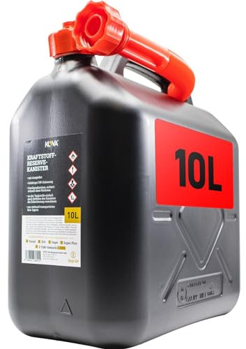 KOVA® 1x Benzinkanister 10L SCHWARZ Dieselkanister Reservekanister Kraftstoffkanister 10 Liter Wasserkanister für Benzin Diesel Wasser AdBlue, Auswahl: 5 20 20L ltr 5L 10-Liter-Kanister & Außgießer