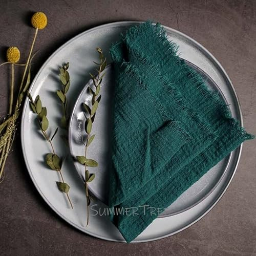 QIUMING 50 Stück Servietten, rustikales Gaze-Baumwolltuch, 41 x 41 cm, Geschirrtuch, Tischsets, Retro-Käsetuch, Leinen, Hochzeit, Party, Tischdekoration