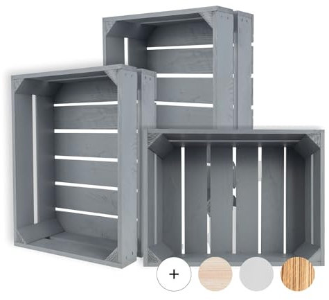 Creative Deco Large Grey Wooden Crate with Handles | 40x30x15cm | Keepsake Chest Wooden Storage Box Gift Box | Vintage Farmhouse Display Basket