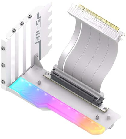 Kexpery Kit de Support de Carte vidéo Verticale avec câble Riser PCI-E 4.0 X16 de 15 cm, Support de Support de GPU, Support de Carte Graphique à Angle Droit de 90 degrés (Blanc Brillant)