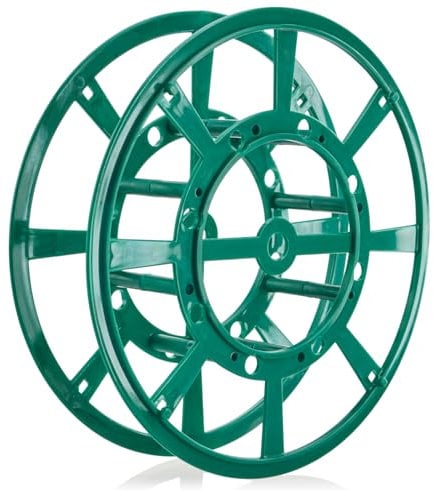 com-four® Kabeltrommel aus Kunststoff - Leerer Kabelaufroller für Kabel, Lichterketten, Bänder und Drähte – Handkabeltrommel für Haus, Garten und Camping (01 Stück - Aufroller Ø 21.5cm)
