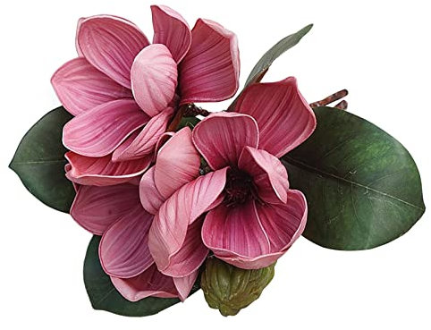 Künstliche Magnolien-Blumen, Magnolien-Stiel, Kunstblumenstrauß, Vase, Blumenarrangement für Tischdekoration, Hochzeit, AA-Blumen im Freien (B, Einheitsgröße)