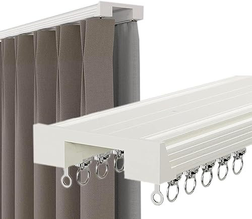 Vorhangschienen Doppeltes Verbundenes Vorhangschienenset Hochleistungs-Vorhangschienen-Deckenschiene Aus Aluminium Für Decken- Oder Wandmontage Für Büro, Zuhause, Badezimmer, Krankenhaus Vor