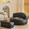 FYDZ Ledercouch mit gebogenem Design, perfekt für moderne Wohnräume (Schwarz, Sofa + Bank)