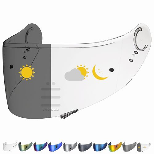 Everalo Kompatibel mit Shoei GT air 2 Visier - Gt Air - Neotec - Opticson - Cns1 - Helmvisier Pinlock Ready - Anti-Kratzer und Anti-Beschlag (Photochromatic)