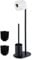 Relaxdays Toilet Roll Holder and Brush Set, Metal, HxWxD 63 x 23 x 17 cm, Freestanding Bathroom Paper Stand, Black, Foam, Iron, Stainless steel
