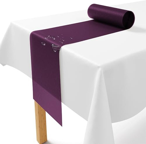 Chemin de table en non-tissé - Violet - 30 cm x 25 m - Chemin de table jetable - Décoration de table élégante pour mariage, communion, baptême, anniversaire, Noël et fête à la bière