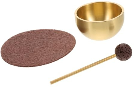 MOTHNUR Kleiner Meditationsschale aus Metall mit Klöppel und Kissen Satz für Yoga und Klangtherapie Tragbar für Meditation und Zuhause Inklusive Anleitung