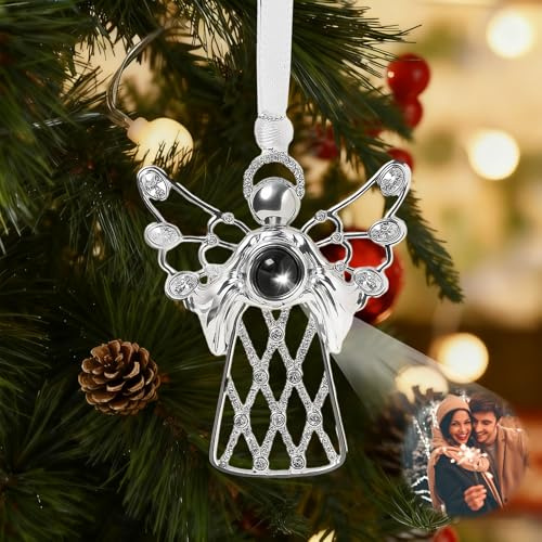 Personalisierte Foto Projektion Ornament für Weihnachtsbaum 2025, Weihnachtsverzierung mit Bild im Inneren, Schneeflocken Sternen Projektion Anhänger, Personalisierte Geschenke für Familie Paare