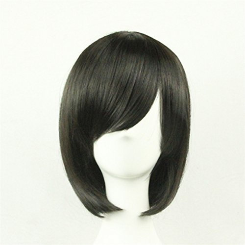 Parrucca da Donna Caschetto Corto Rettilineo Capelli Nero Blu Marrone Grigio Chiaro Rosa Rosso Bianco Castano Cosplay Halloween Natale Mascherata Carnevale Concerti Festival Parrucche (Nero)