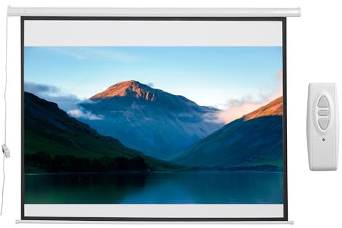 HOMCOM Pantalla del Proyector Eléctrica Portátil Universal 84 Pulgadas Pantalla para Proyección Motorizada 4:3 con Control Remoto Cine en Casa Presentaciones Colgada de Pared