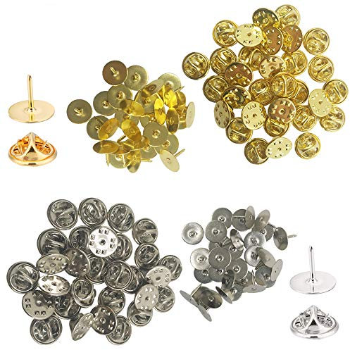 YuCool 60 St眉ck Schmetterlings-Kupplung mit blanko Stecknadeln, Stecknadeln, f眉r Bastelarbeiten und Schmuckherstellung, Silber-Gold