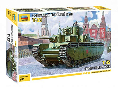 ZVEZDA 500785061 - 1:72 T-35 Soviet Heavy Tank WWII, Modellbau, Bausatz, Standmodellbau, Hobby, Basteln, Plastikbausatz,Unlackiert