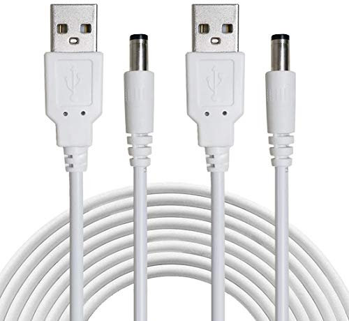 Liwinting 2X 1m/3.3ft Cable USB a DC, USB to DC Cable 5V 5.5mm / 2.1mm DC Barrel Male Jack Convertidor Cable de Carga de alimentación para Luces de Tira Led, CCTV, cámara Foscam, enrutador, etc.