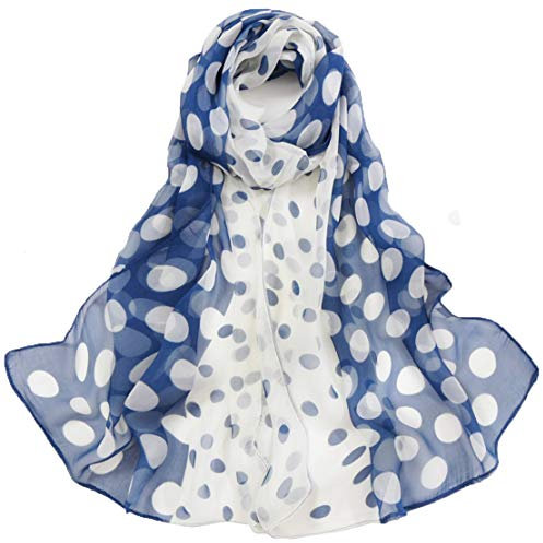 Dancila Dames Foulards En Soie Femmes Floral Imprimé Soie Mousseline De Soie Foulard Écharpe Wrap Foulards Foulard 155 * 50cm Châles Tube Écharpe (Bleu marine)