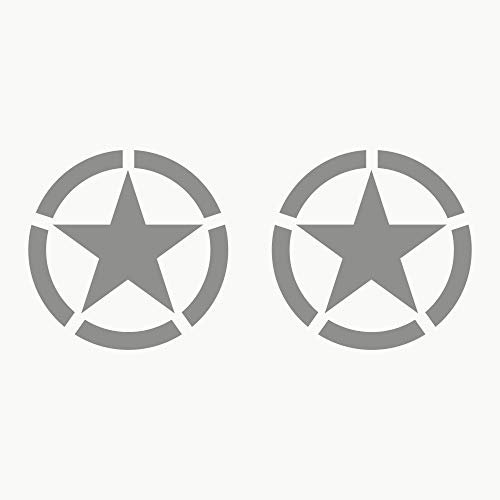 Autodomy Pack mit 2 Sticker Sterne | Militär Aufkleber Beständig gegen Regen und Sonne | Aufkleber für Auto 4x4 Offroad Geländewagen | Us Army Sticker | Militär Autoaufkleber (Silber, 25 cm)