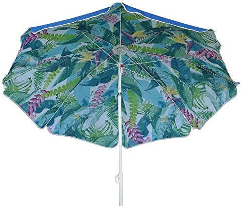 zeitzone Sonnenschirm Strand Ibiza Palmen Blau Strandschirm Knickbar Erdspieß Ø 160cm
