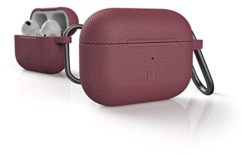 U by UAG [U] DOT Soft-Touch Silikon Hülle Apple Airpods Pro Case [Wireless Charging kompatibel (LED sichtbar), Texturiertes Design, Lightning-Anschluss Abdeckung, Karabinerhaken] aubergine