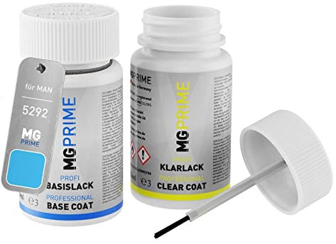MG PRIME Autolack Lackstift Set für MAN 5292 Hellblau Basislack Klarlack je 50ml