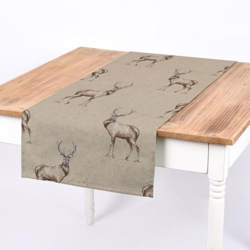 SCHÖNER LEBEN. Tischläufer Fryett`s Landhaus Hirsch Natur braun