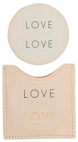DRAEGER PARIS 1886 - Miroir de Poche Crème Love - Miroir Rond 8x8,5cm avec Étui Anti-Rayures - Idéal Maquillage Maison & Voyage - Message Personnalisé - Cadeau Original Anniversaire, Noël, Amoureuse