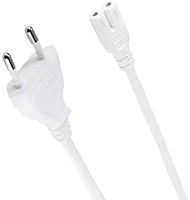 odedo 1.8m Netzkabel Euro Stecker weiß 1,80 Meter, Eurostecker auf Kleingerätebuchse IEC C7, 2polig für PS4 PS5 Drucker Monitor Stromkabel