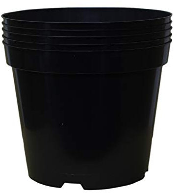 Muddy Hands Pack of 5 Black Plastic Plant Pots Outdoor Garden Round Nursery Herb Flower Planters (12 Litre)